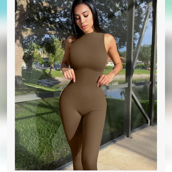 OQQ Sleeveless Brown Jumpsuit - Picture 1 of 8